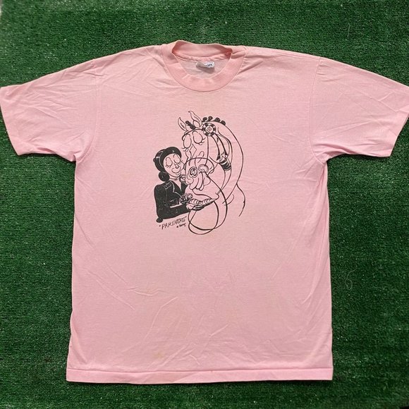 Hanes Other - Vintage 80s Equestrian Horse Rider T-Shirt Pastel Pink L Single Stitch Cowgirl